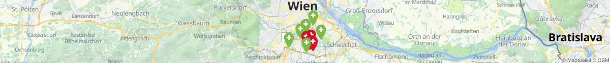Kartenansicht für Apotheken-Notdienste in der Nähe von Unterlaa (1100 - Favoriten, Wien)